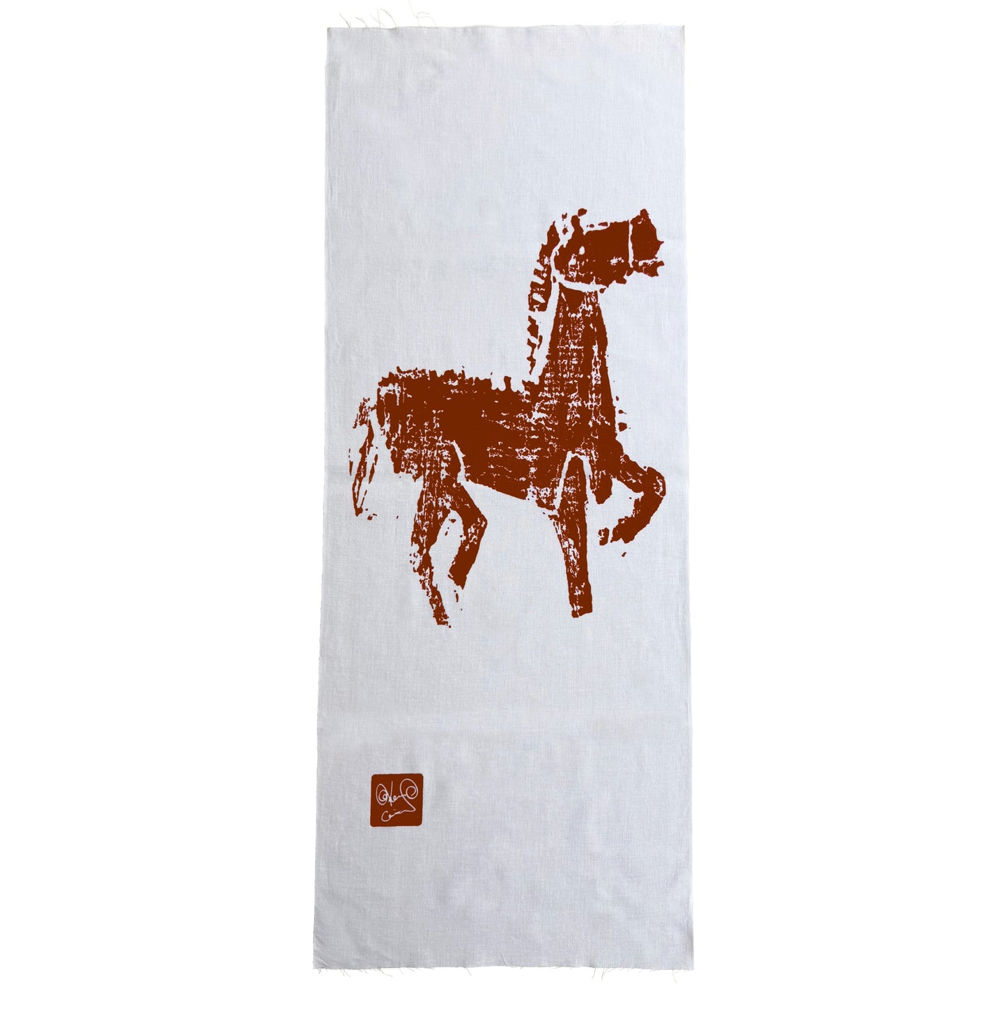 馬の版画(10才のときかな彫ったの)の手拭い